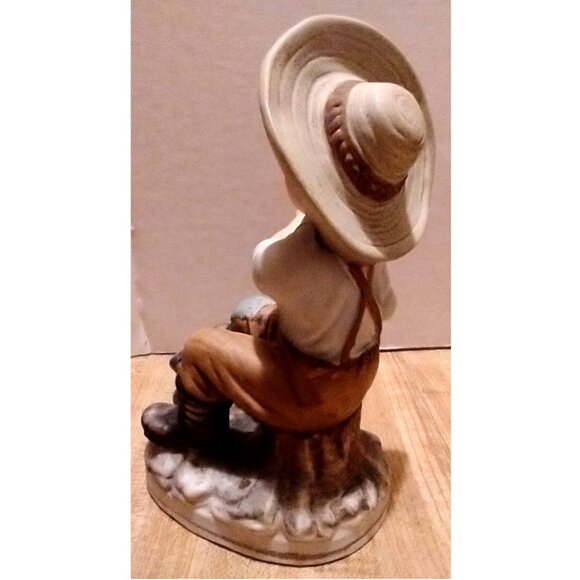Vintage Country Boy Fishing Ceramic Figurine Statue Pole Missing - Picture 7 of 16